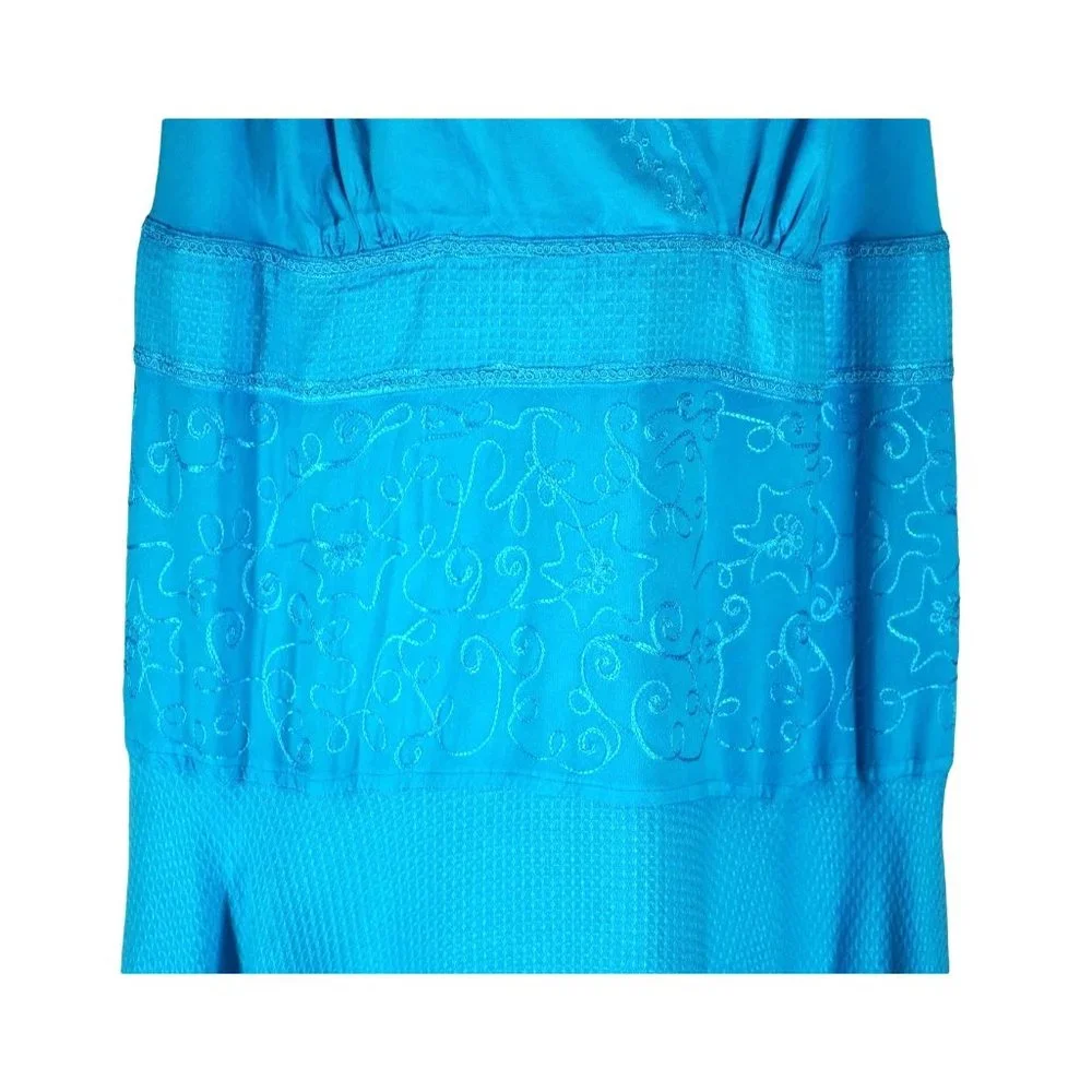 Added Dimensions Dress for Catherines Size 1X Blue Boho Hippie Midi Maxi‎